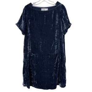Anthropologie Floreat Crinkled Crushed Velvet Short Sleeve Dress Knee Length S